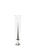 Olive 35cm Taper Candles with Small Antique Silver Eloise Candle Holders and Sleeves - Set of 12