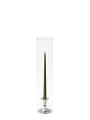 Olive 35cm Taper Candles with Small Antique Silver Eloise Candle Holders and Sleeves - Set of 12 Pack of 12