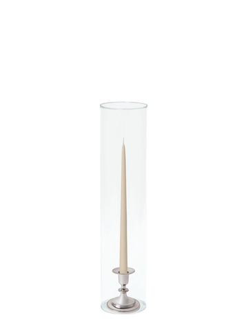 Sandstone 35cm Taper Candles with Small Antique Silver Eloise Candle Holders and Sleeves - Set of 12 Pack of 12