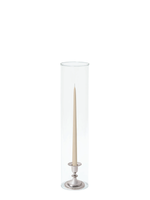Sandstone 35cm Taper Candles with Small Antique Silver Eloise Candle Holders and Sleeves - Set of 12
