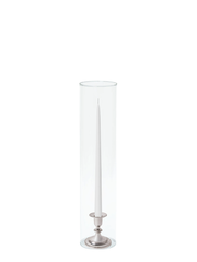 White 35cm Taper Candles with Small Antique Silver Eloise Candle Holders and Sleeves - Set of 12 Pack of 12