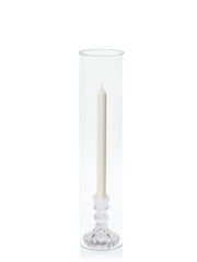 Ivory 30cm Dinner Candles with Estelle Glass Holders and Glass Sleeves - Set of 12 Pack of 12