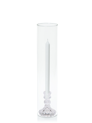 White 30cm Dinner Candles with Estelle Glass Holders and Glass Sleeves - Set of 12 Pack of 12