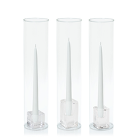 White 25cm Taper Candles with Glass Holders and Sleeves Trio - Set of 4