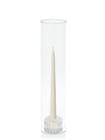 Ivory 25cm Taper Candles with Bella Vintage Glass Holders and Glass Sleeves - Set of 12
