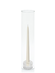 Ivory 25cm Taper Candles with Bella Vintage Glass Holders and Glass Sleeves - Set of 12 Pack of 12