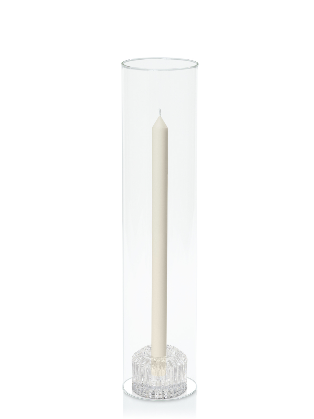 Ivory 30cm Dinner Candles with Bella Vintage Glass Holders and Glass Sleeves - Set of 12 Pack of 12