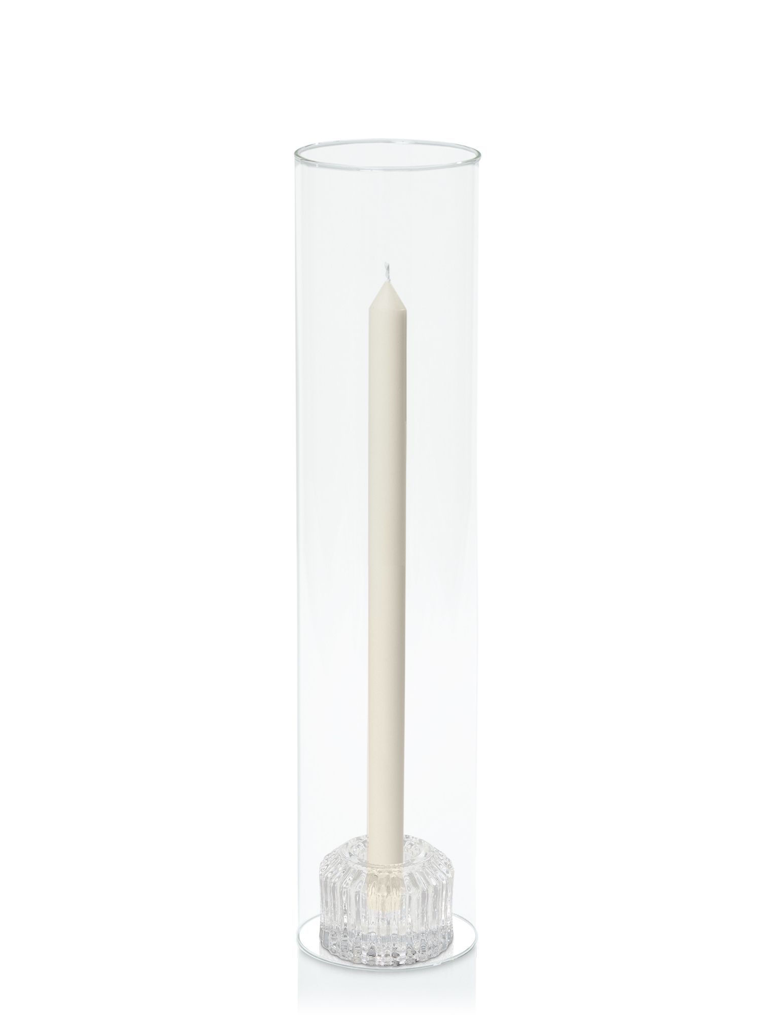 Ivory 30cm Dinner Candles with Bella Vintage Glass Holders and Glass Sleeves - Set of 12 Pack of 12