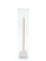 Ivory 30cm Dinner Candles with Bella Vintage Glass Holders and Glass Sleeves - Set of 12