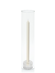 Ivory 30cm Dinner Candles with Bella Vintage Glass Holders and Glass Sleeves - Set of 12 Pack of 12