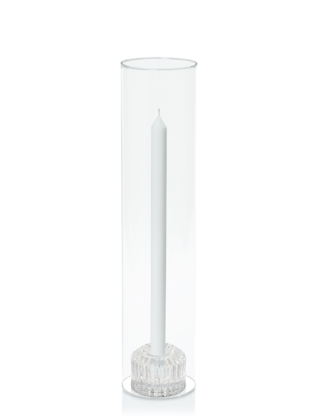 White 30cm Dinner Candles with Bella Vintage Glass Holders and Glass Sleeves - Set of 12 Pack of 12