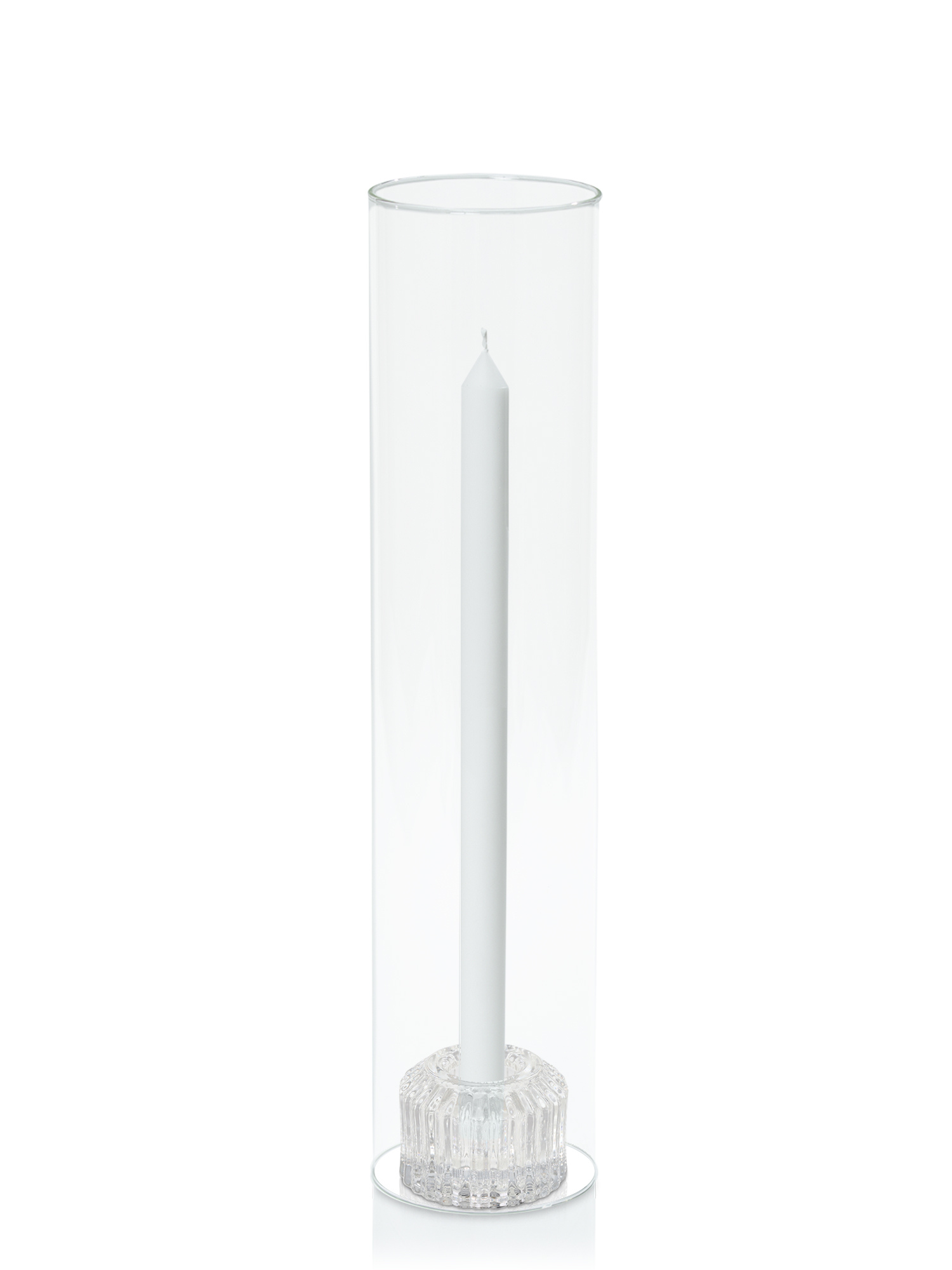 White 30cm Dinner Candles with Bella Vintage Glass Holders and Glass Sleeves - Set of 12 Pack of 12