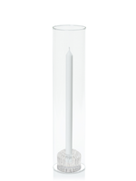 White 30cm Dinner Candles with Bella Vintage Glass Holders and Glass Sleeves - Set of 12