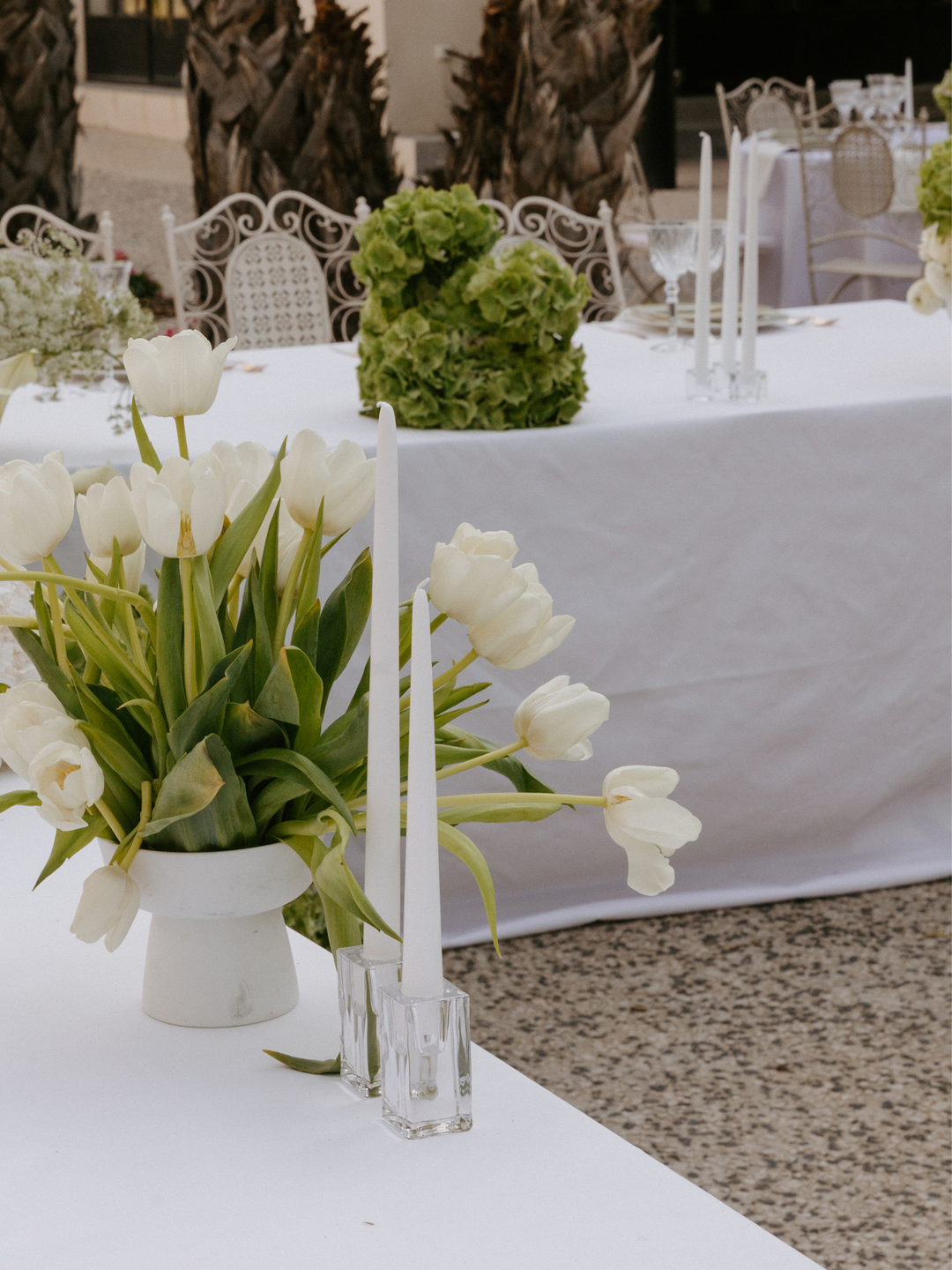 Ivory 25cm Taper Candles with Small Glass Holders and Sleeves - Set of 12 Pack of  12