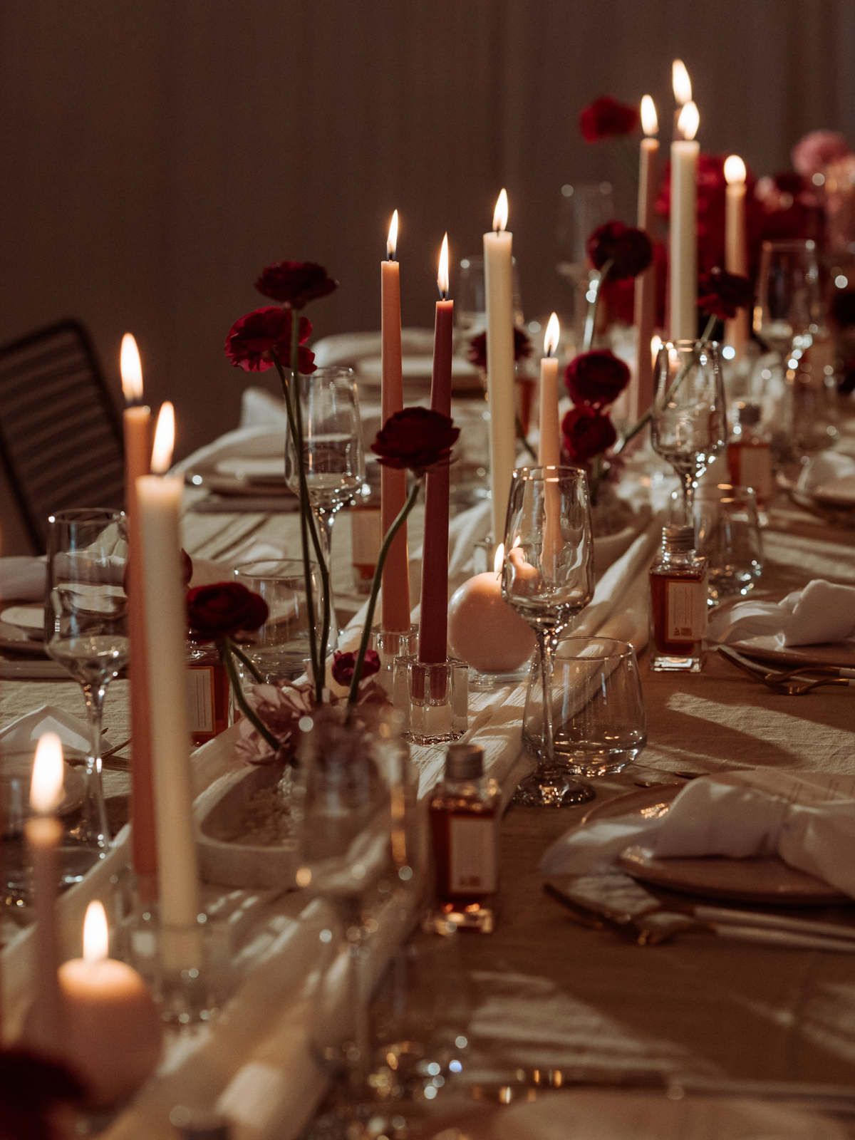 White 30cm Dinner Candles with Small Glass Holders and Sleeves - Set of 12 Pack of 12
