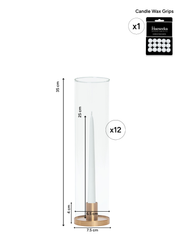 White 25cm Taper Candles with Small Gold Maya Metal Holders and Sleeves - Set of 12 Pack of 12
