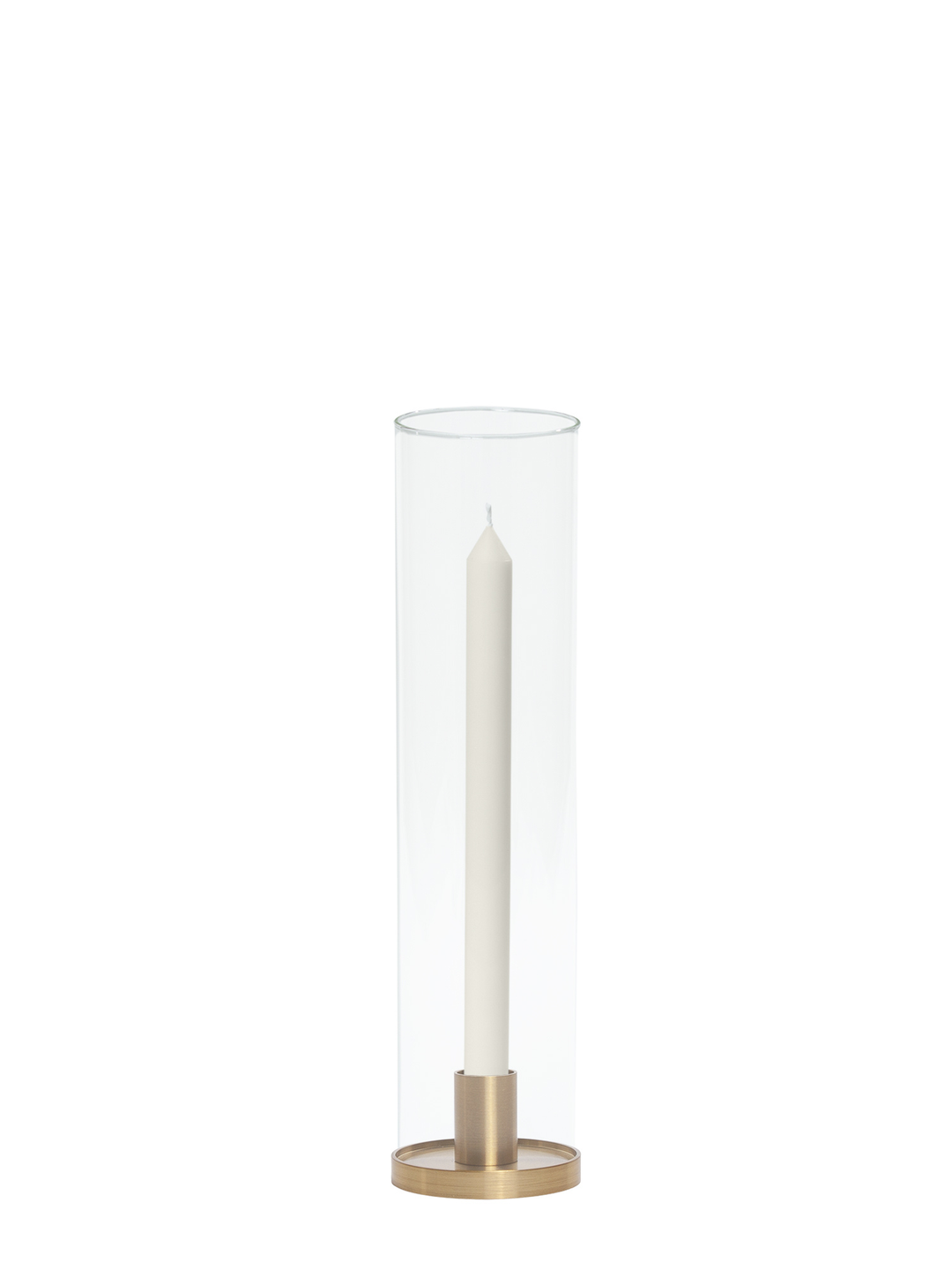 Ivory 30cm Dinner Candles with Small Gold Maya Metal Holders and Glass Sleeves - Set of 12 Pack of 12