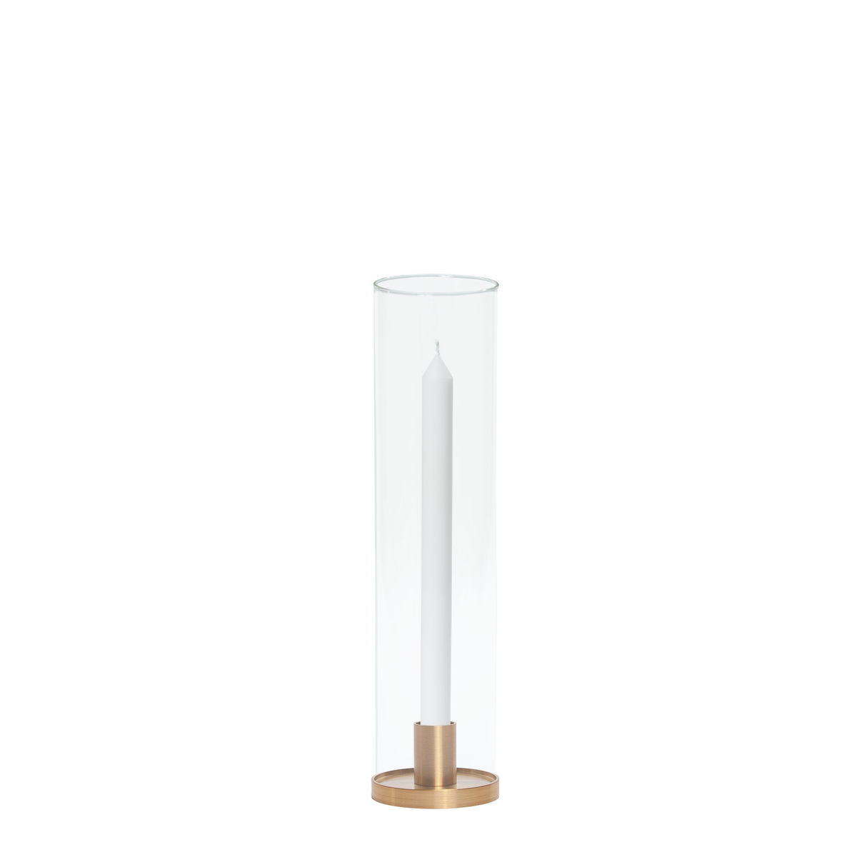 White 30cm Dinner Candles with Small Gold Maya Metal Holders and Sleeves - Set of 12 Pack of 12