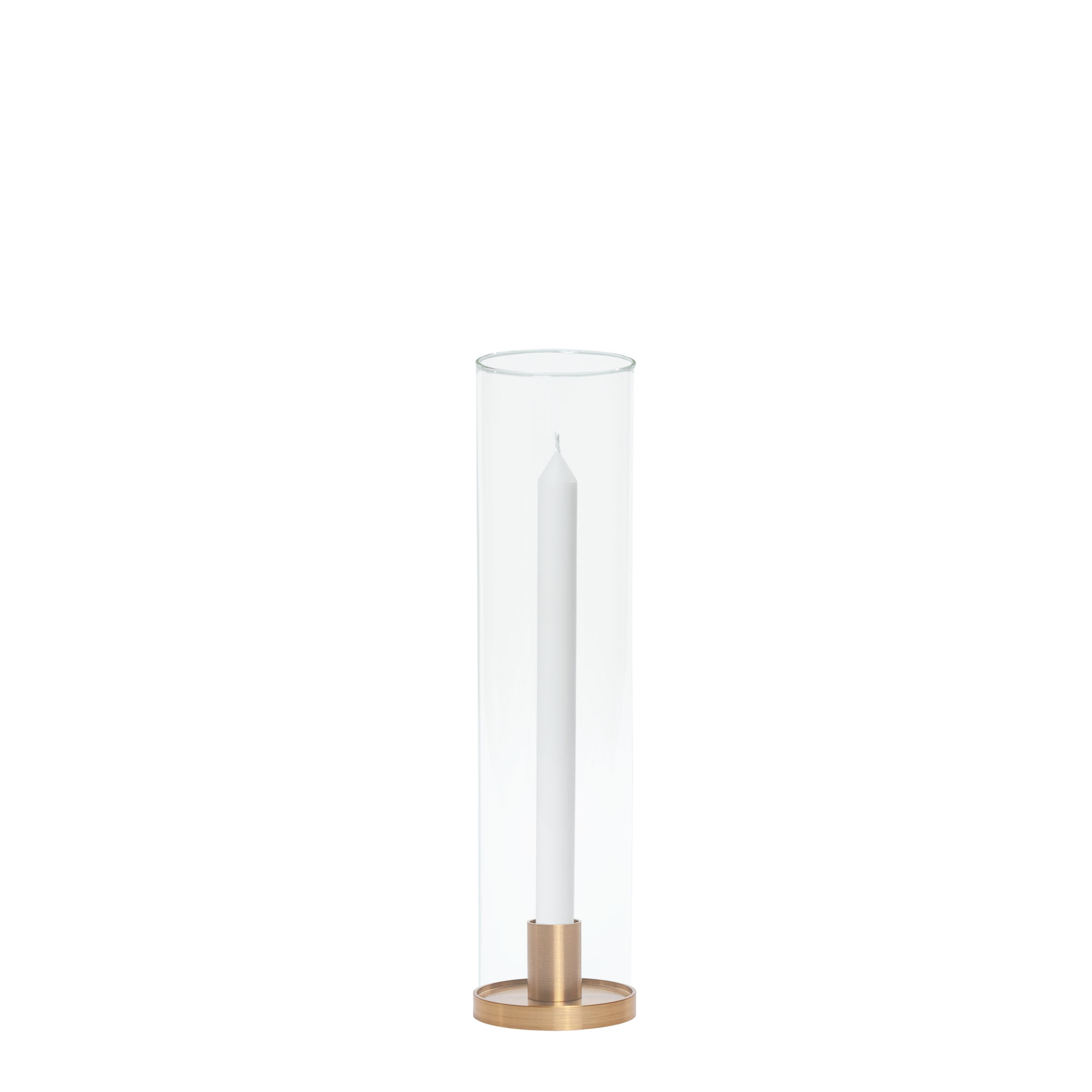 White 30cm Dinner Candles with Small Gold Maya Metal Holders and Sleeves - Set of 12 Pack of 12