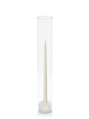 Ivory 35cm Taper Candles with Bella Vintage Glass Holders and Glass Sleeves - Set of 12 Pack of 12