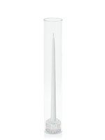 White 35cm Taper Candles with Bella Vintage Glass Holders and Glass Sleeves - Set of 12