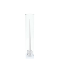 White 35cm Taper Candles with Small Glass Holders and Sleeves - Set of 12 Pack of 12