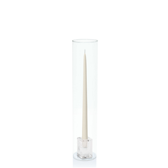 Ivory 35cm Taper Candles with Medium Glass Holders and Sleeves - Set of 12 Pack of  12