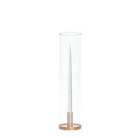 White 35cm Taper Candles with Medium Gold Maya Metal Holders and Sleeves - Set of 12