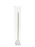 Ivory 40cm Dinner Candles with Bella Vintage Glass Holders and Glass Sleeves - Set of 12