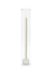 Ivory 40cm Dinner Candles with Bella Vintage Glass Holders and Glass Sleeves - Set of 12