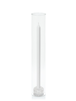 White 40cm Dinner Candles with Bella Vintage Glass Holders and Glass Sleeves - Set of 12