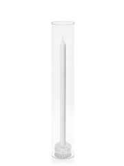White 40cm Dinner Candles with Bella Vintage Glass Holders and Glass Sleeves - Set of 12