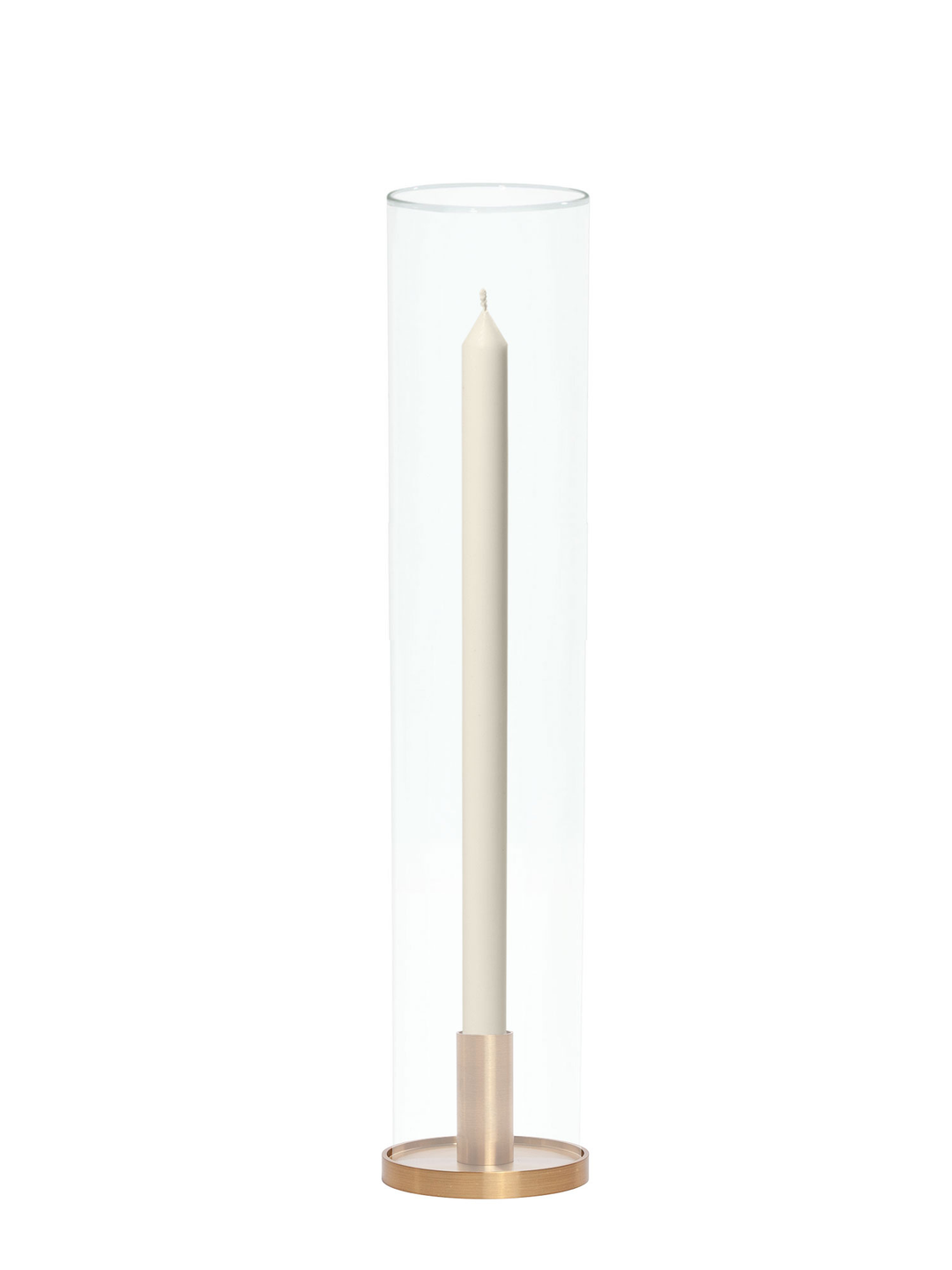 Ivory 40cm Dinner Candles with Medium Gold Maya Metal Holders and Glass Sleeves - Set of 12 Pack of 12