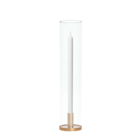 White 40cm Dinner Candles with Medium Gold Maya Metal Holders and Sleeves - Set of 12