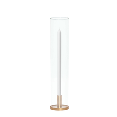 White 40cm Dinner Candles with Medium Gold Maya Metal Holders and Sleeves - Set of 12 Pack of 12
