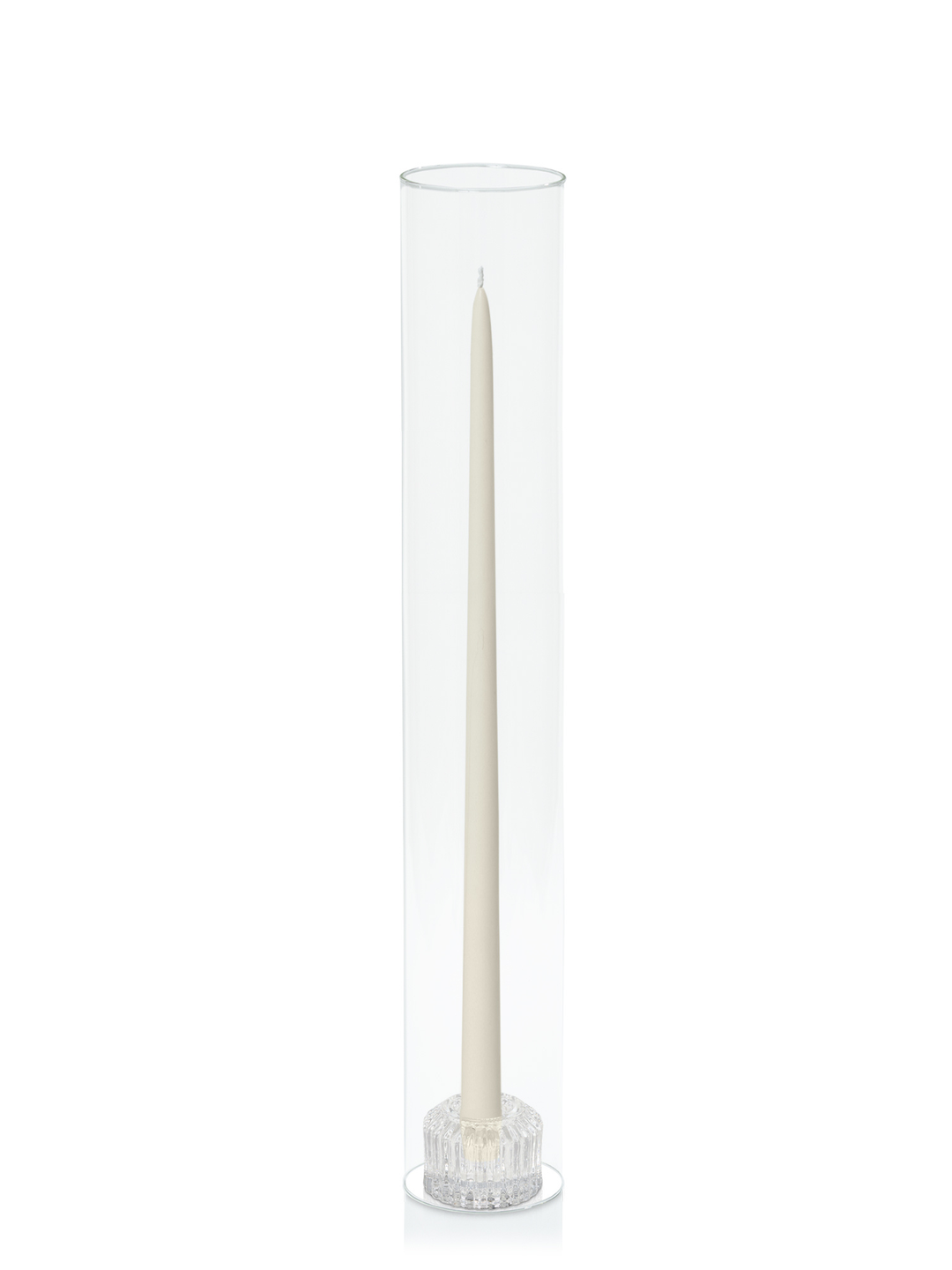 White 45cm Taper Candles with Bella Vintage Glass Holders and Glass Sleeves - Set of 6 Pack of 6