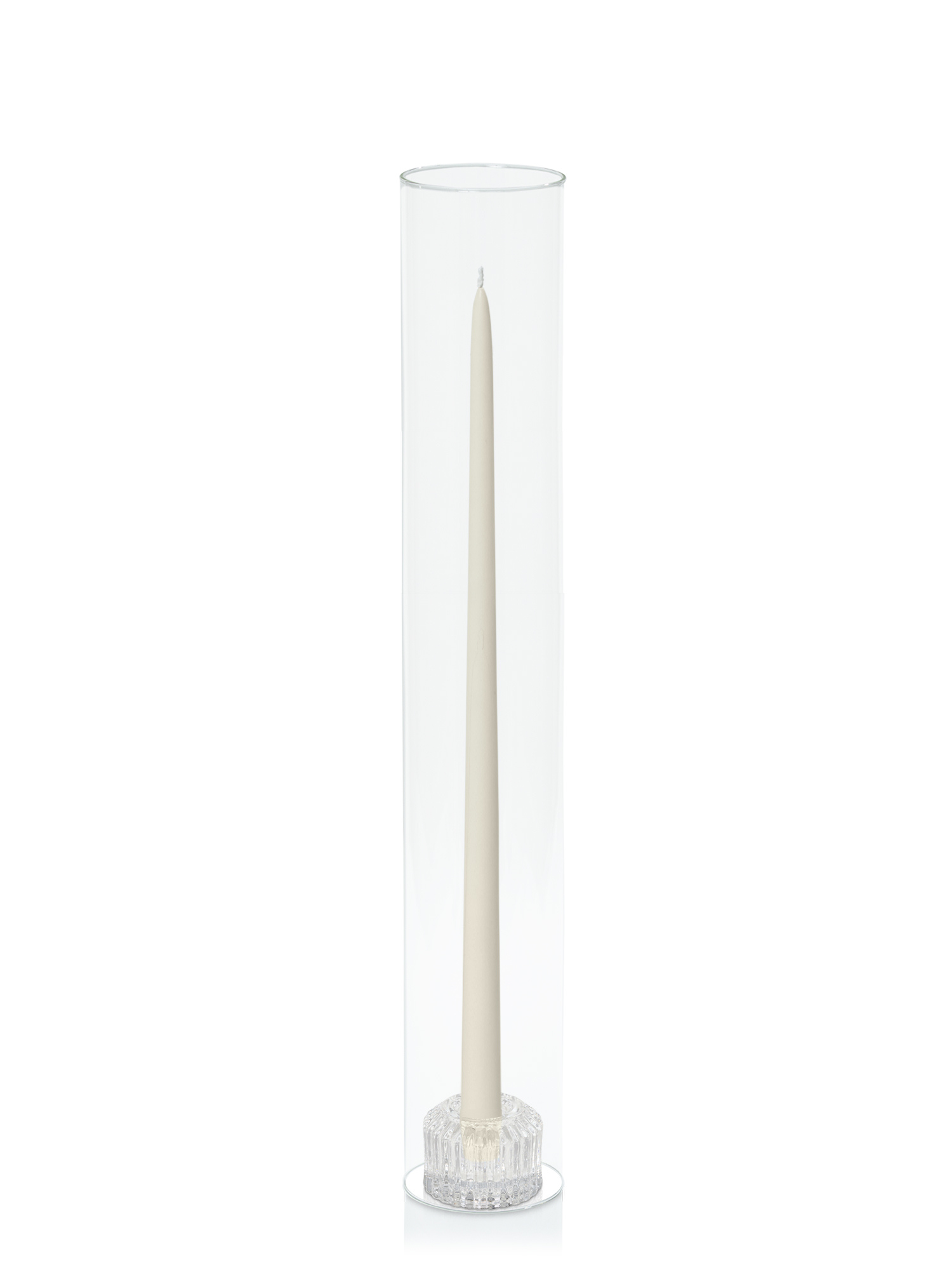 White 45cm Taper Candles with Bella Vintage Glass Holders and Glass Sleeves - Set of 6 Pack of 6