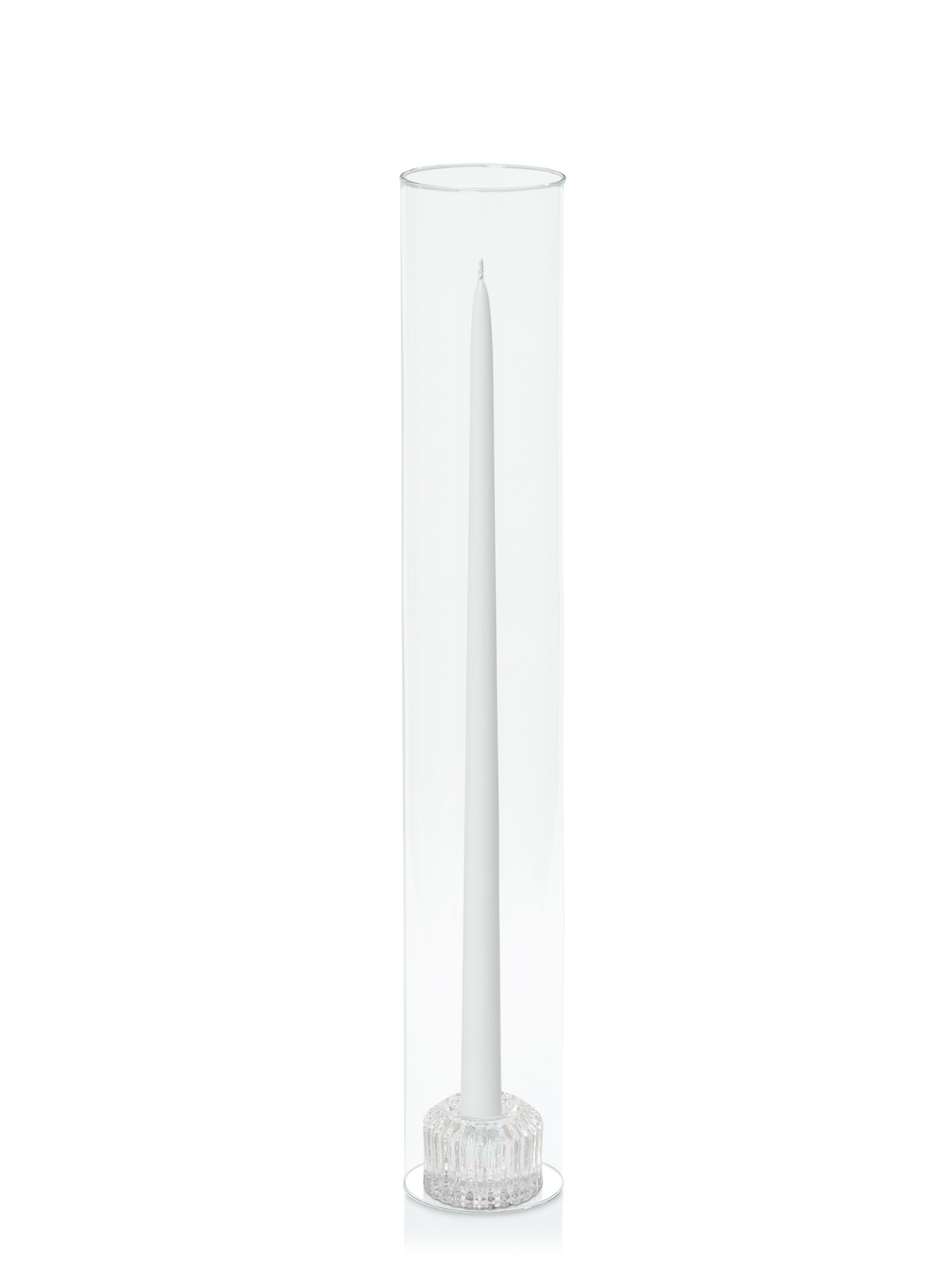 White 45cm Taper Candles with Bella Vintage Glass Holders and Glass Sleeves - Set of 6
