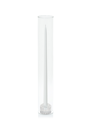 White 45cm Taper Candles with Bella Vintage Glass Holders and Glass Sleeves - Set of 6