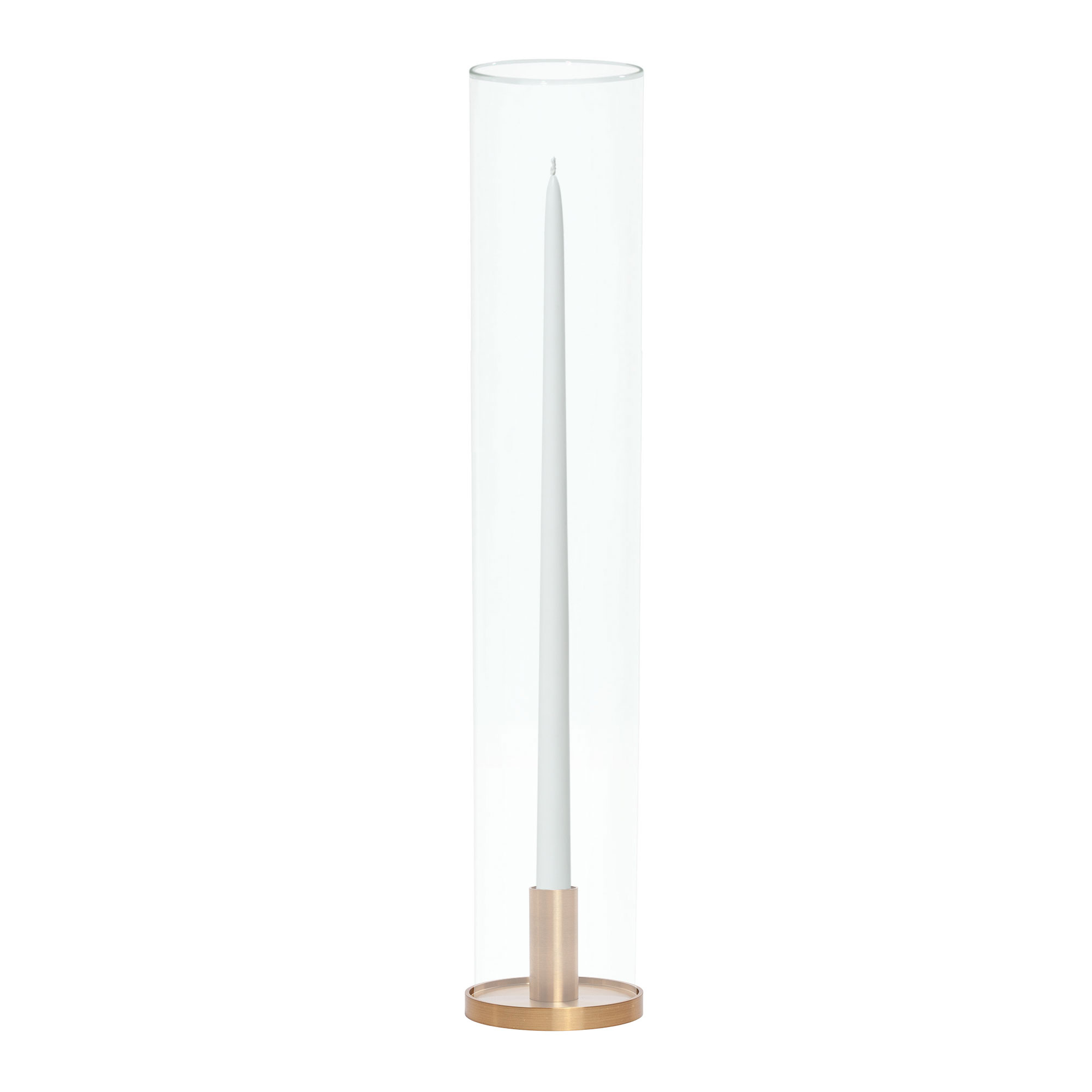 White 45cm Taper Candles with Medium Gold Maya Metal Holders and Sleeves - Set of 6 Pack of 6