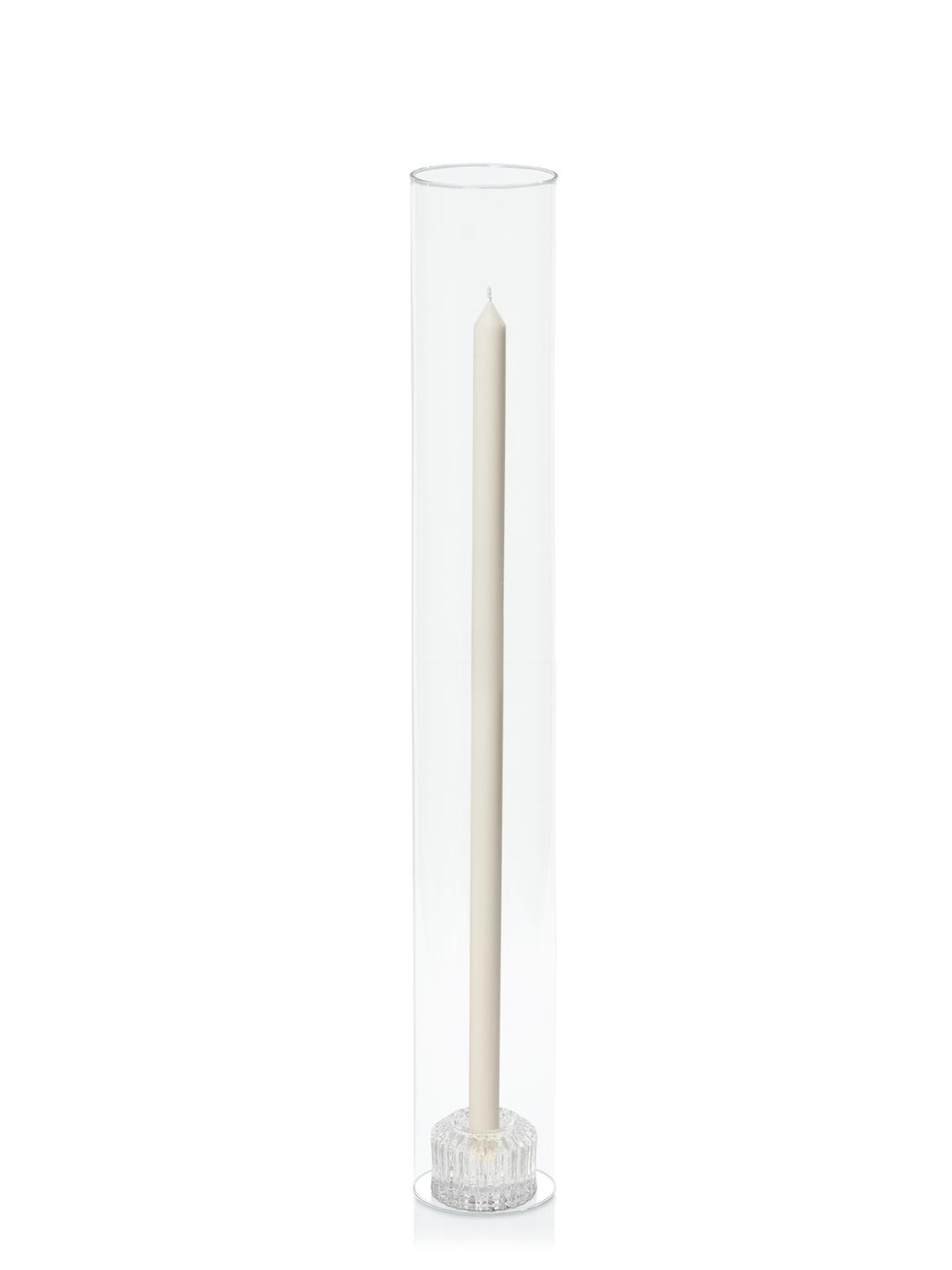 Ivory 50cm Dinner Candles with Bella Vintage Glass Holders and Glass Sleeves - Set of 6 Pack of 6