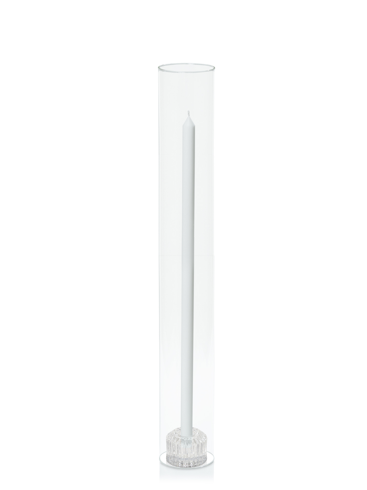 White 50cm Dinner Candles with Bella Vintage Glass Holders and Glass Sleeves - Set of 6 Pack of 6