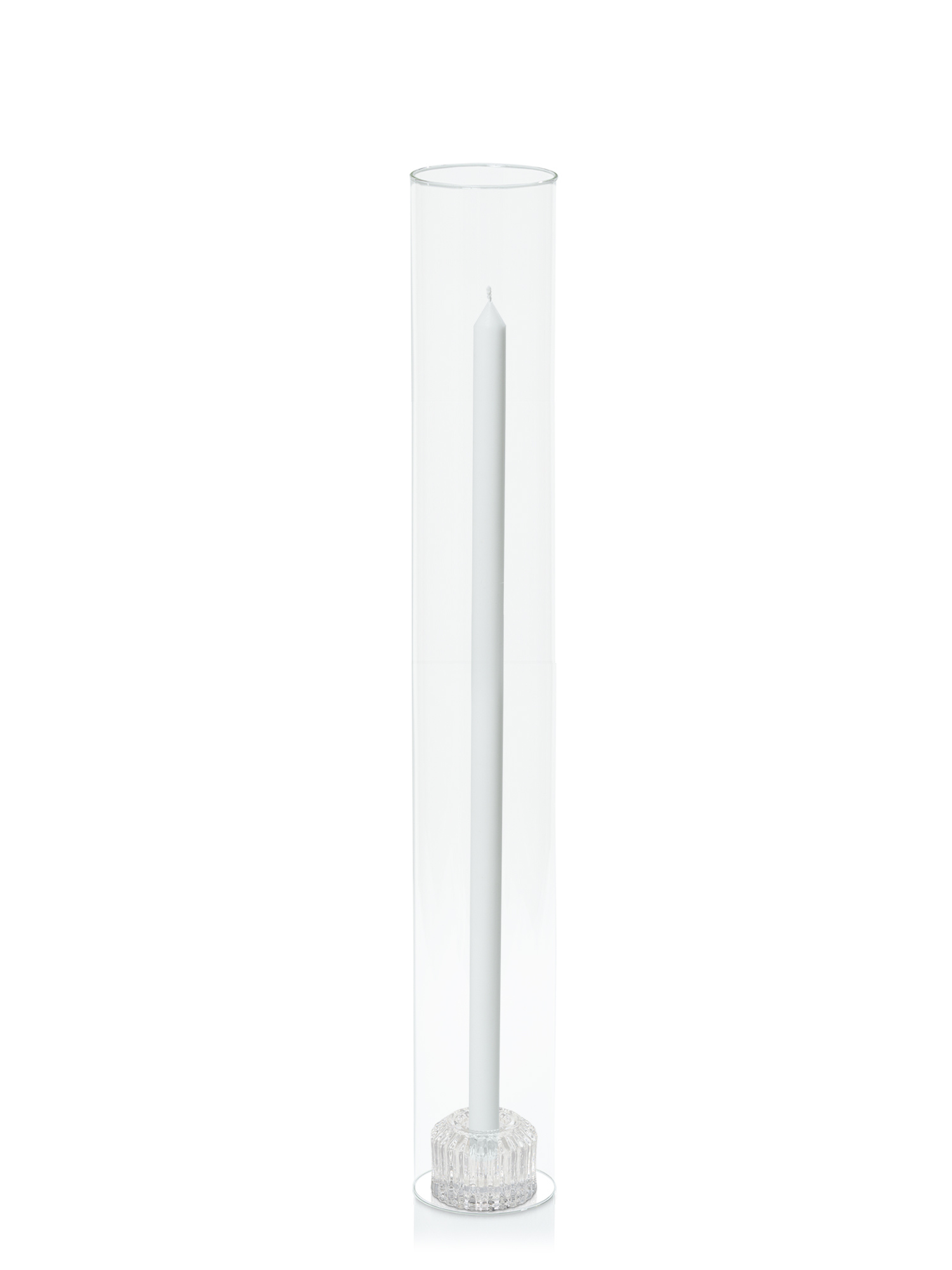 White 50cm Dinner Candles with Bella Vintage Glass Holders and Glass Sleeves - Set of 6 Pack of 6