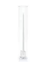 White 45cm Taper Candles with Glass Cube Holders and Glass Sleeves - Set of 6