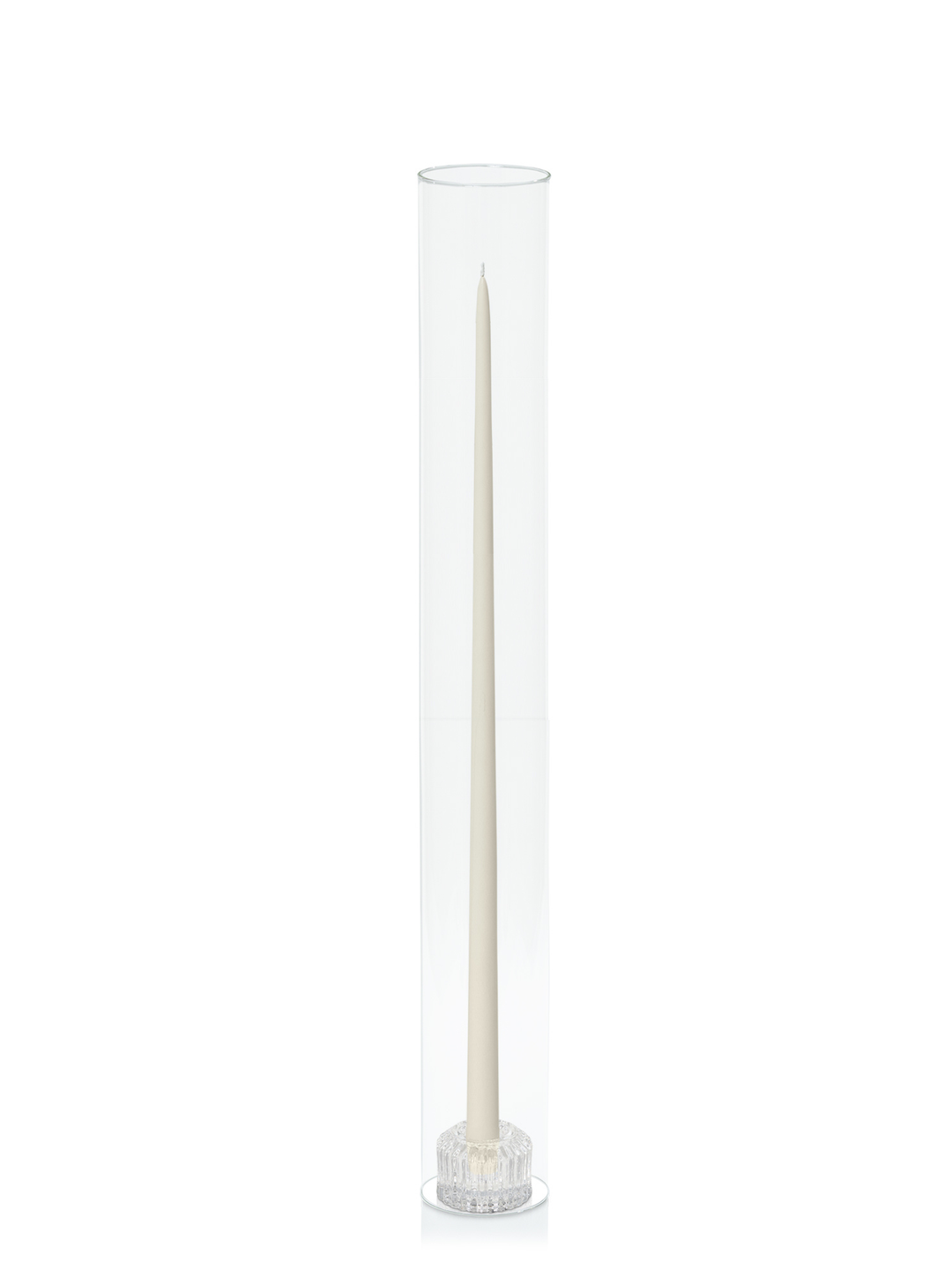 Ivory 55cm Taper Candles with Bella Vintage Glass Holders and Glass Sleeves - Set of 6 Pack of 6