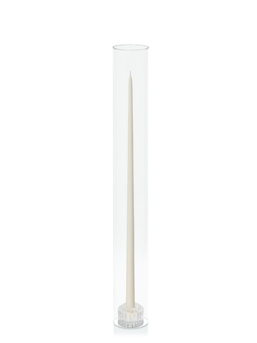 Ivory 55cm Taper Candles with Bella Vintage Glass Holders and Glass Sleeves - Set of 6