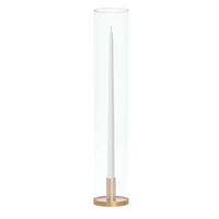 White 55cm Taper Candles with Medium Maya Gold Metal Holders and Sleeves - Set of 6