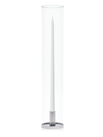 White 55cm Taper Candles with Medium Silver Maya Metal Holders and Glass Sleeves - Set of 6