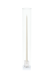 Ivory 55cm Taper Candles with Glass Cube Holders and Glass Sleeves - Set of 6 Pack of 6