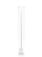 White 55cm Taper Candles with Glass Cube Holders and Glass Sleeves - Set of 6